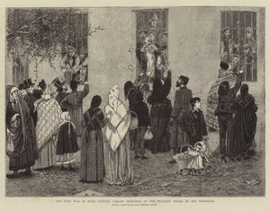 サンフランシスコの軍事刑務所にいるCarlist Prisonersを訪問するスペインの南北戦争 作： Alphonse Adolphe Bichard